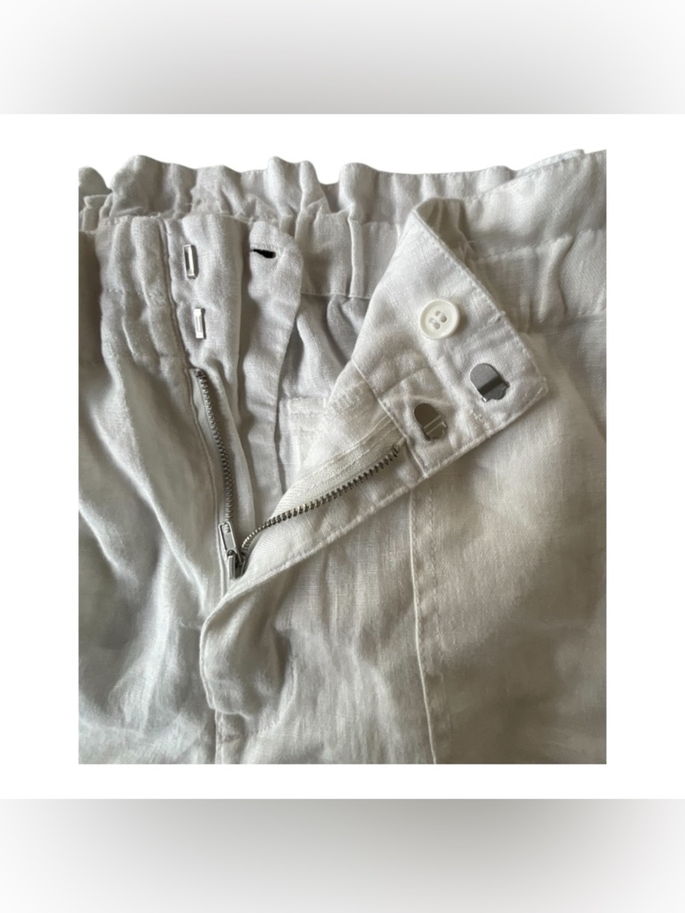 Sanctuary Linen Paperbag Waist Cargo Shorts White XL - Picture 2 of 8